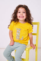 Magnificent Stanley Tee Personalised Yellow T-Shirt in Poppy Forest Liberty Print