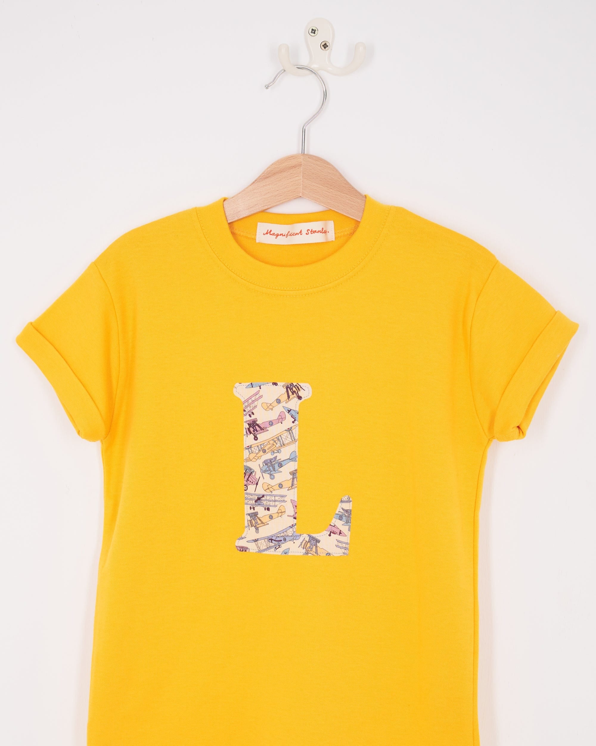Magnificent Stanley Tee Personalised Yellow T-Shirt in Tom's Jet Liberty Print