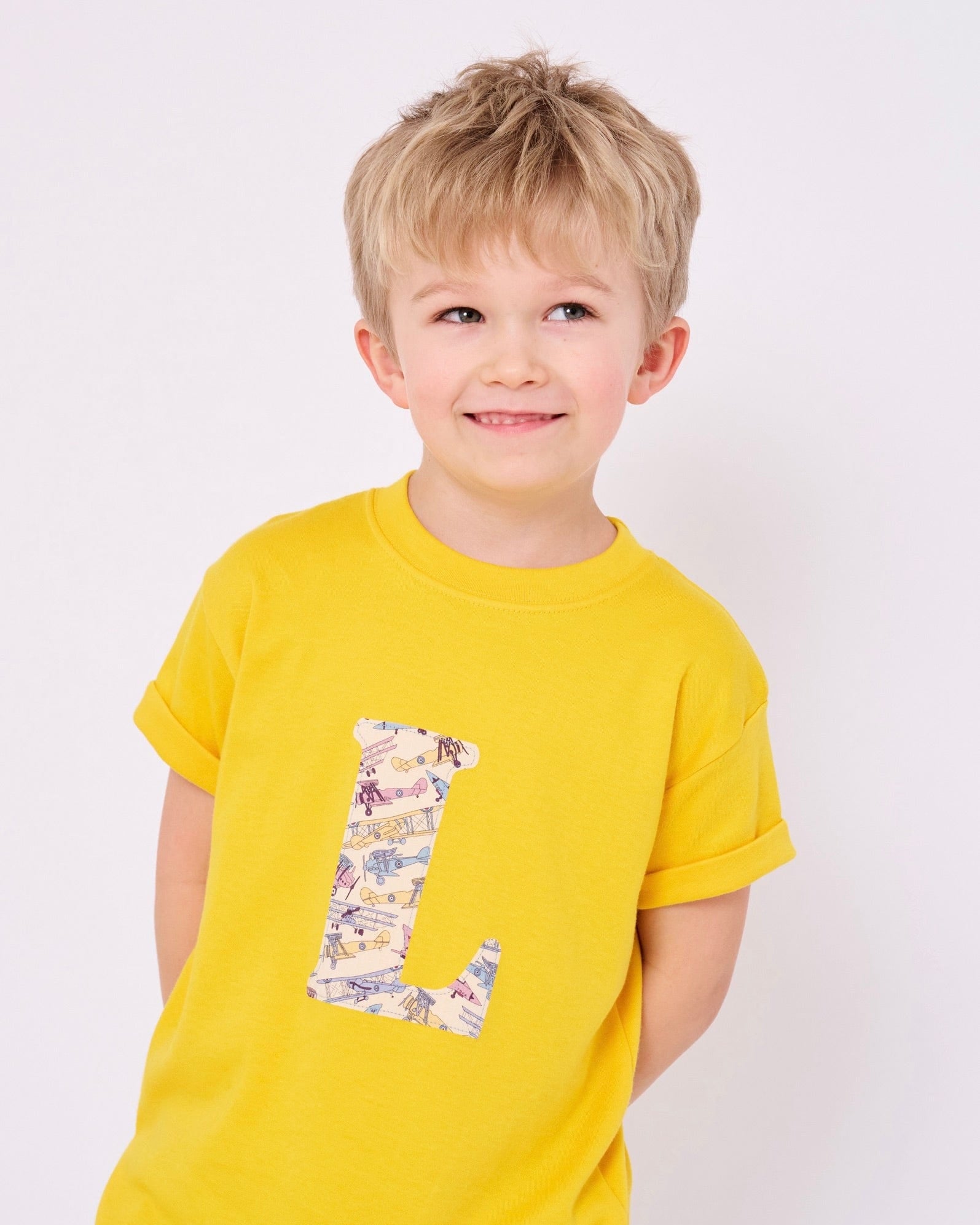Magnificent Stanley Tee Personalised Yellow T-Shirt in Tom's Jet Liberty Print