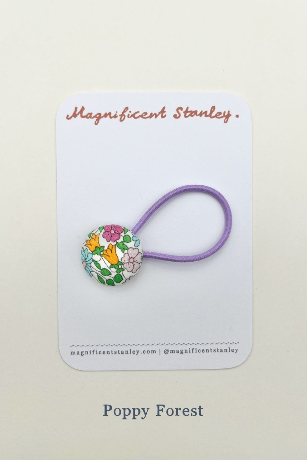 Magnificent Stanley poppy forest Liberty Print pair of purple Hair Bobble elastics 