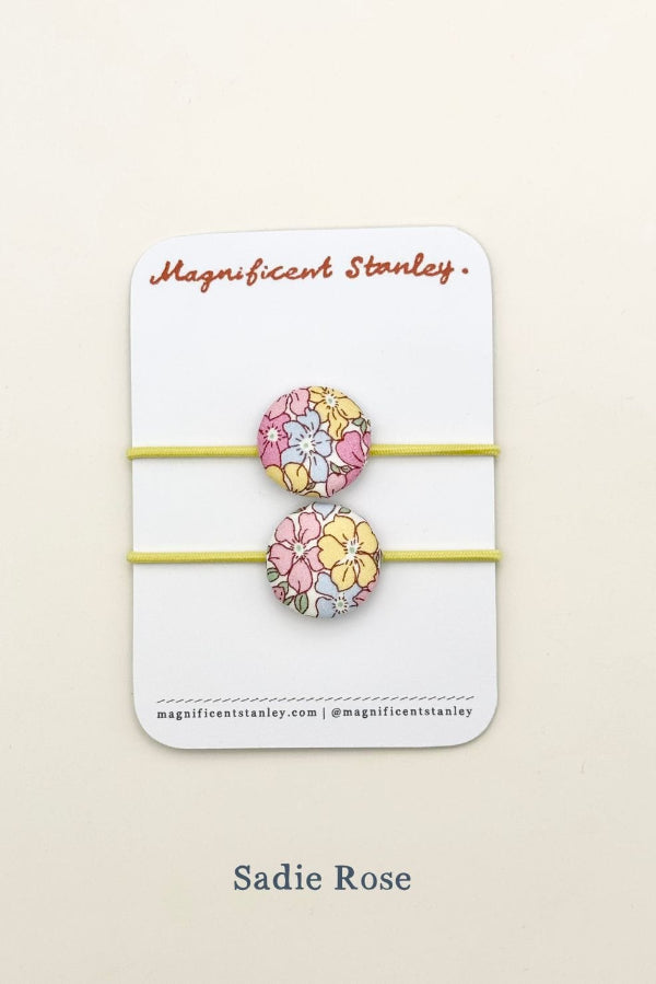 Magnificent Stanley sadie rose Liberty Print pair of yellow Hair Bobble elastics 