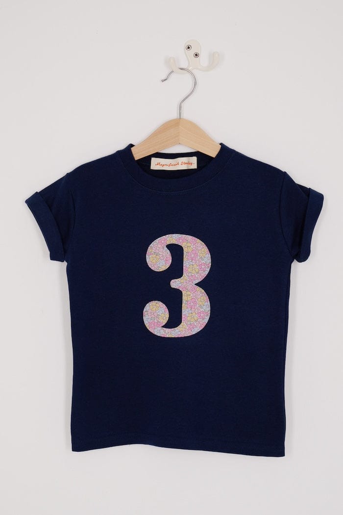 Magnificent Stanley Tee Number Navy T-Shirt in Sadie Rose Liberty Print