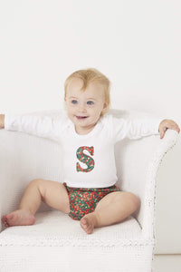 Magnificent Stanley Bodysuit Personalised Bodysuit in Glitter Wiltshire Liberty Print