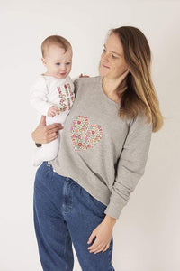 Magnificent Stanley Ladies Sweatshirt Heart Grey Ladies Sweatshirt in your Choice of Liberty Print