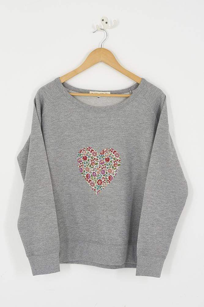 Magnificent Stanley Ladies Sweatshirt Heart Grey Ladies Sweatshirt in your Choice of Liberty Print