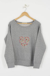 Magnificent Stanley Ladies Sweatshirt Heart Grey Ladies Sweatshirt in your Choice of Liberty Print