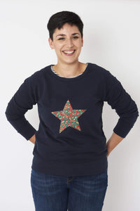 Magnificent Stanley Ladies Sweatshirt Star Navy Ladies Sweatshirt in your Choice of Liberty Print