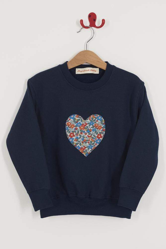 Magnificent Stanley sweatshirt Heart Grey or Navy Sweatshirt in Choice of Liberty Print
