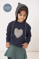 Magnificent Stanley sweatshirt Heart Grey or Navy Sweatshirt in Choice of Liberty Print