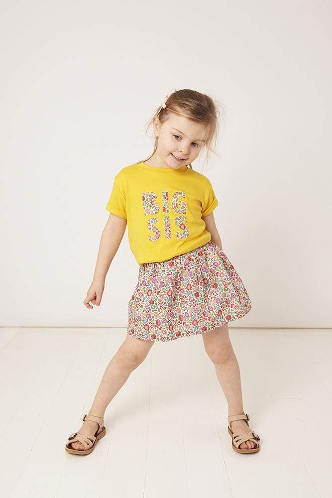 Magnificent Stanley Tee BIG SIS / BIG BRO Yellow T-Shirt in Choice of Liberty Print