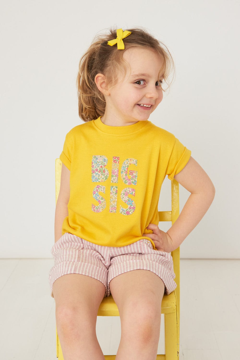 Magnificent Stanley Tee BIG SIS / BIG BRO Yellow T-Shirt in Choice of Liberty Print