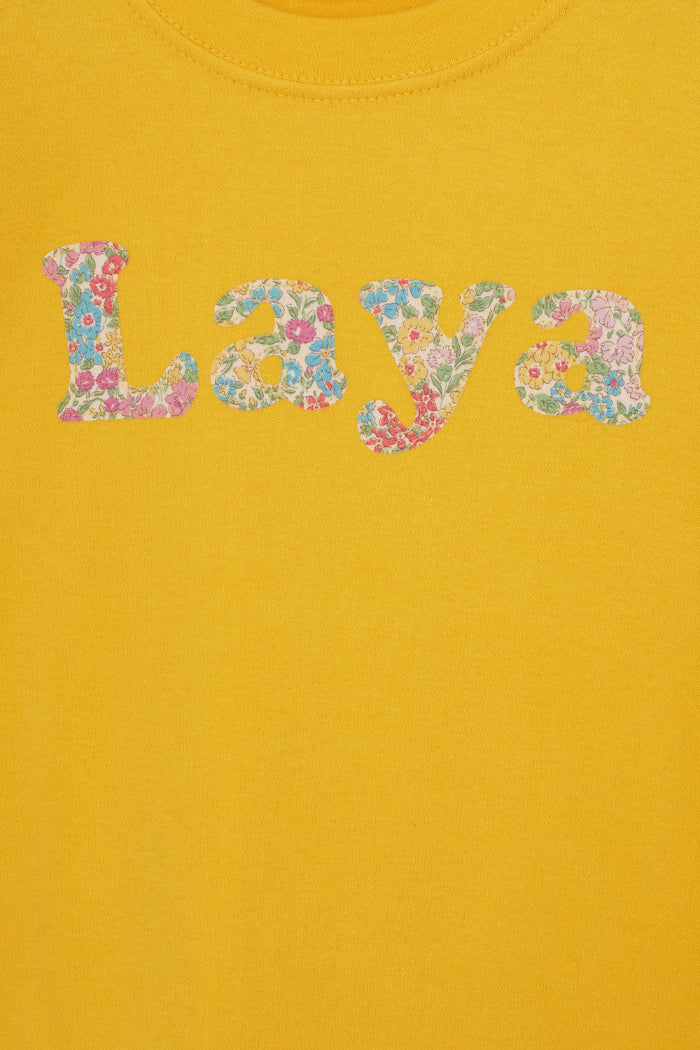 Magnificent Stanley Tee Lowercase Name Yellow T-Shirt in Choice of Liberty Print