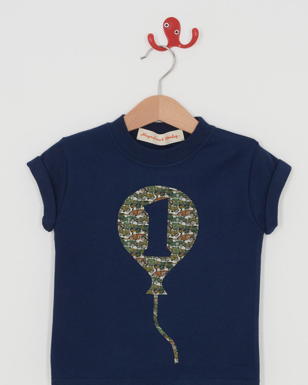 Magnificent Stanley Tee Number Balloon Navy T-Shirt in Choice of Liberty Print