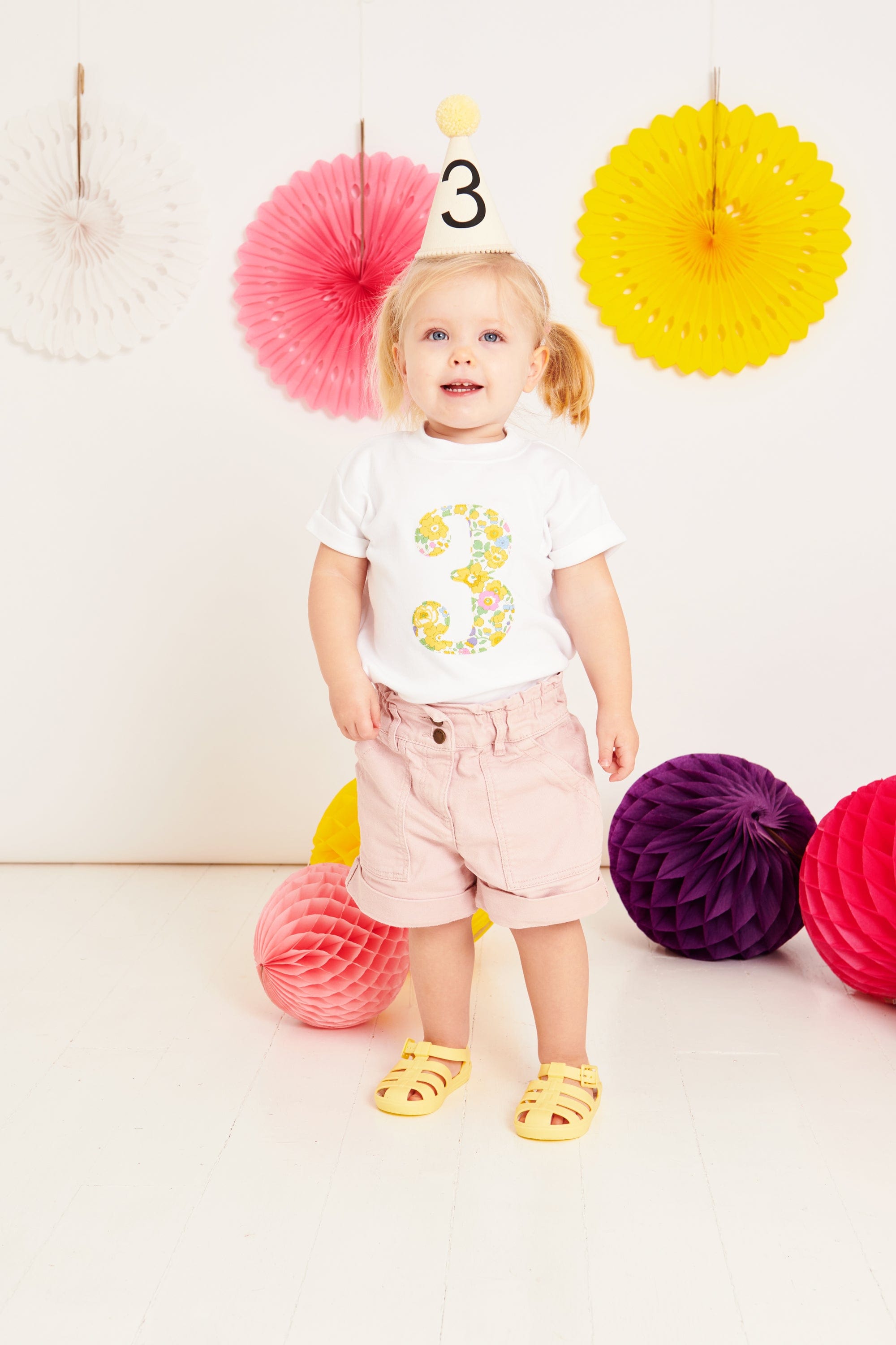Magnificent Stanley Tee Number White T-Shirt in Betsy Yellow Liberty Print