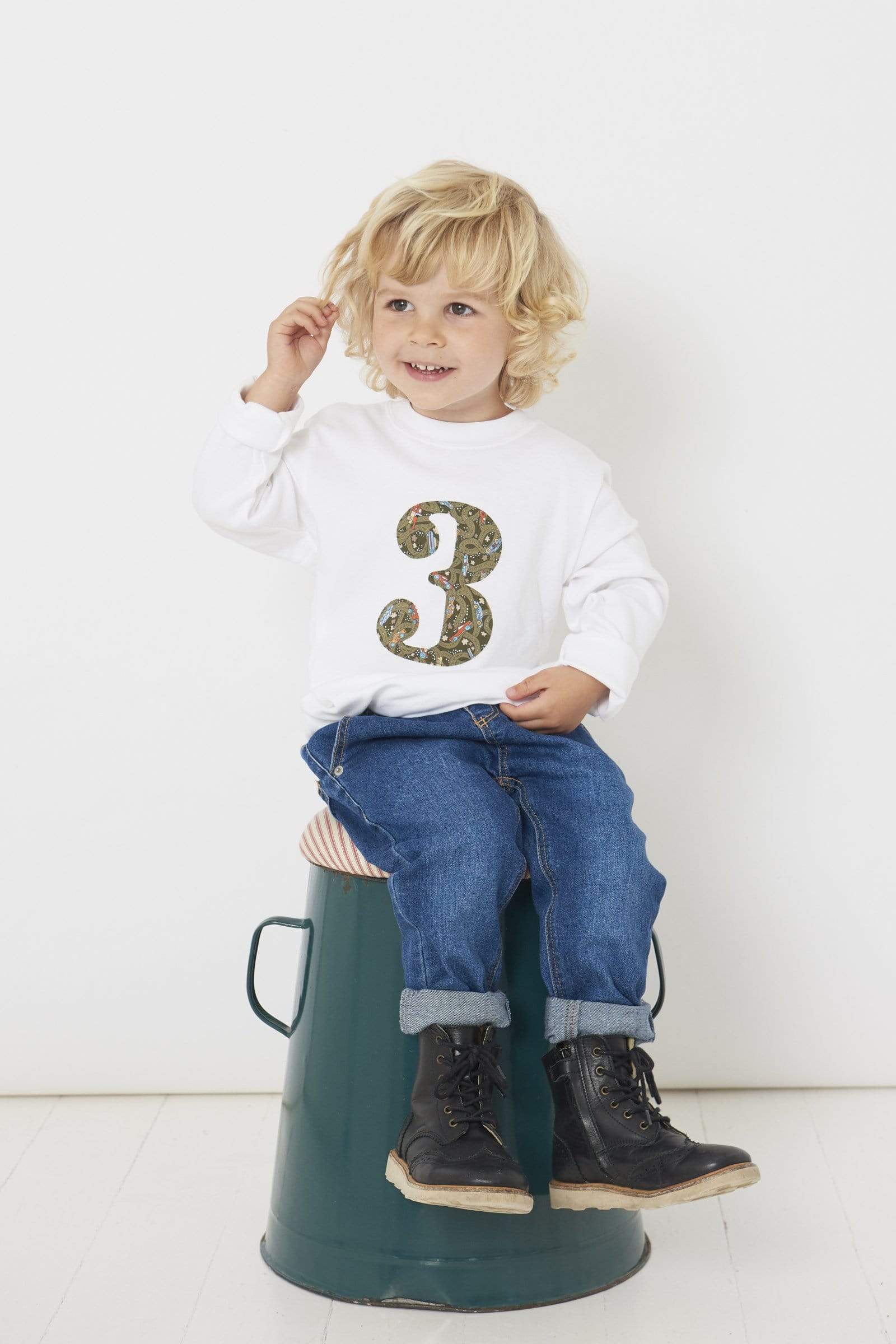Magnificent Stanley Tee Number White T-Shirt in Hackney Road Green Liberty Print