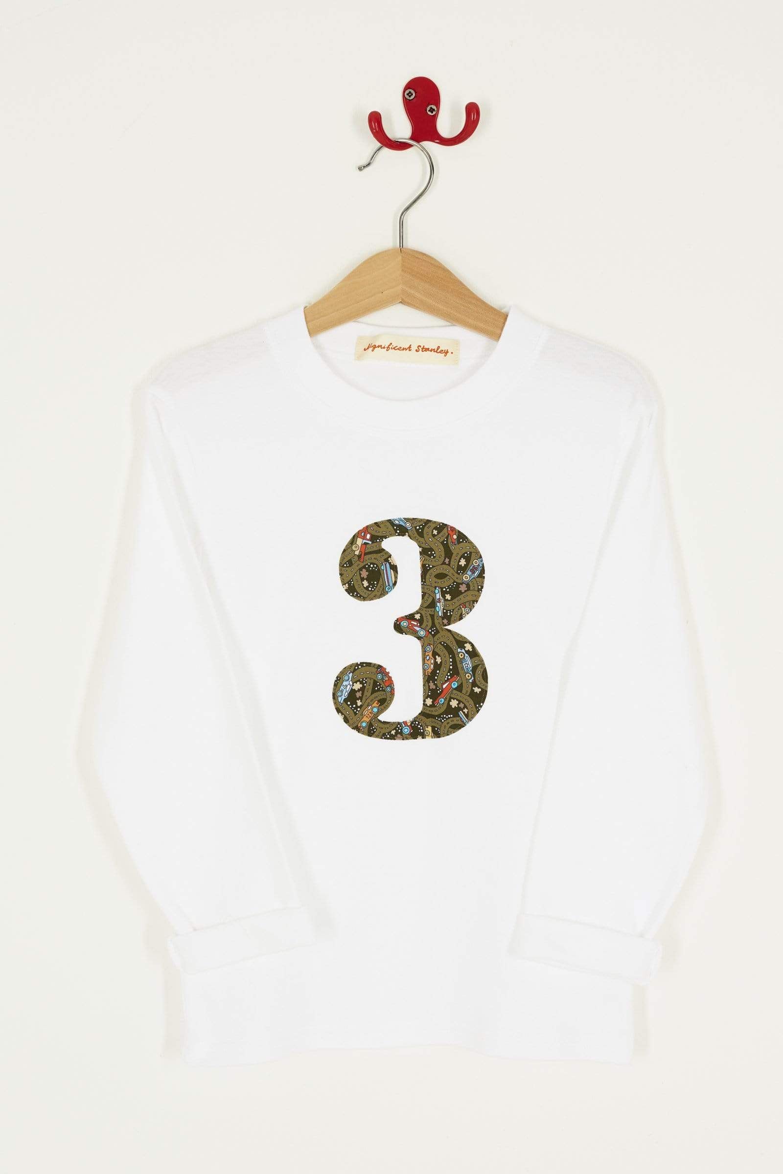 Magnificent Stanley Tee Number White T-Shirt in Hackney Road Green Liberty Print