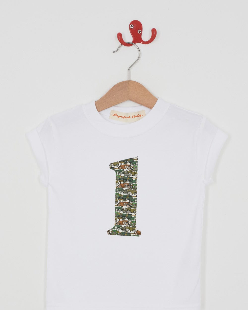 Magnificent Stanley Tee Number White T-Shirt in Roaring Wheels Liberty Print
