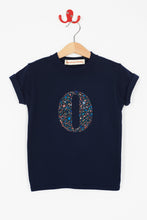 Load image into Gallery viewer, Magnificent Stanley Tee Personalised Navy T-Shirt in Fizz Pop Black Liberty Print