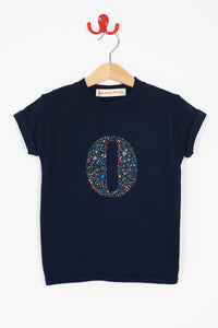 Magnificent Stanley Tee Personalised Navy T-Shirt in Fizz Pop Black Liberty Print