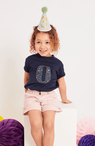 Magnificent Stanley Tee Personalised Navy T-Shirt in Fizz Pop Black Liberty Print