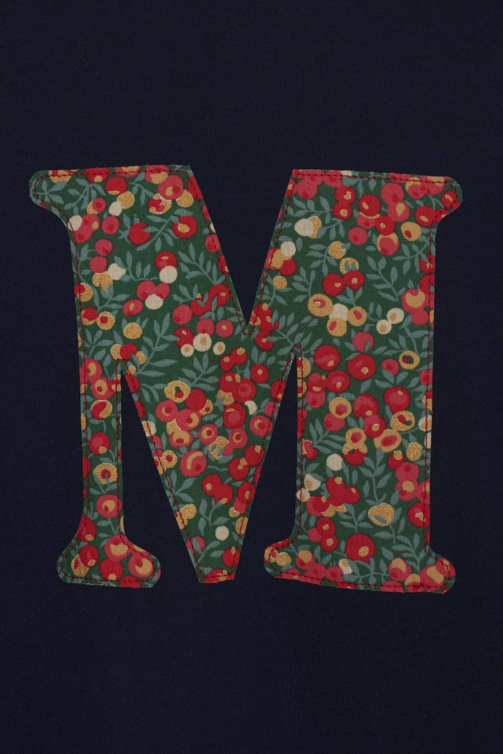 Magnificent Stanley Tee Personalised Navy T-Shirt in Glitter Wiltshire Liberty Print