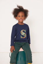Load image into Gallery viewer, Magnificent Stanley Tee Personalised Navy T-Shirt in My Little Star Liberty Print