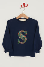 Load image into Gallery viewer, Magnificent Stanley Tee Personalised Navy T-Shirt in My Little Star Liberty Print