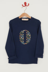 Magnificent Stanley Tee Personalised Navy T-Shirt in Quey 2 Liberty Print