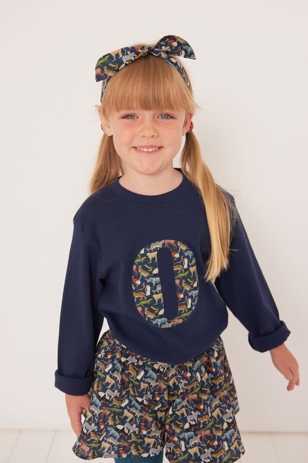 Magnificent Stanley Tee Personalised Navy T-Shirt in Quey 2 Liberty Print