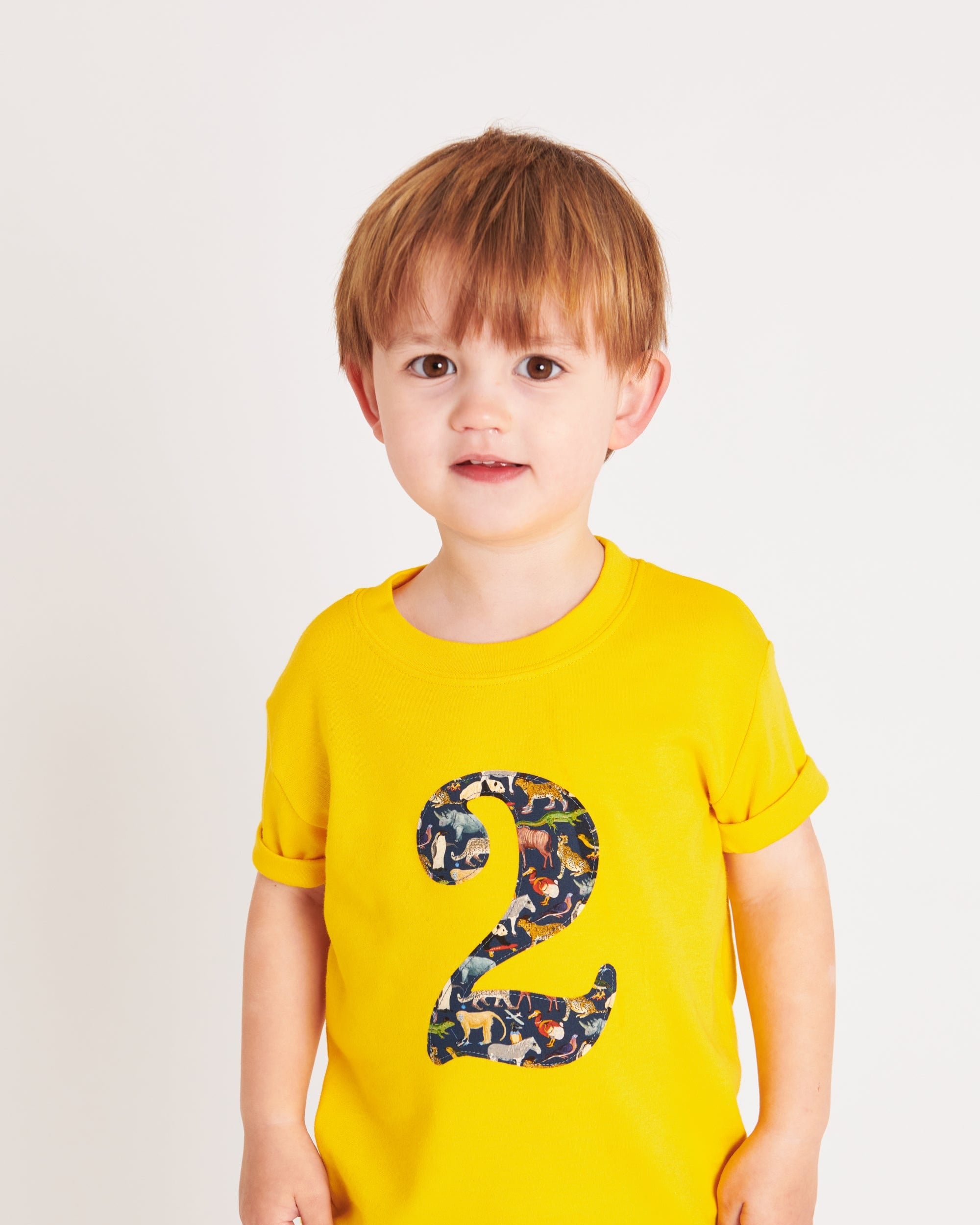 Magnificent Stanley Tee Personalised or Number Yellow T-Shirt in Quey 2 Liberty Print