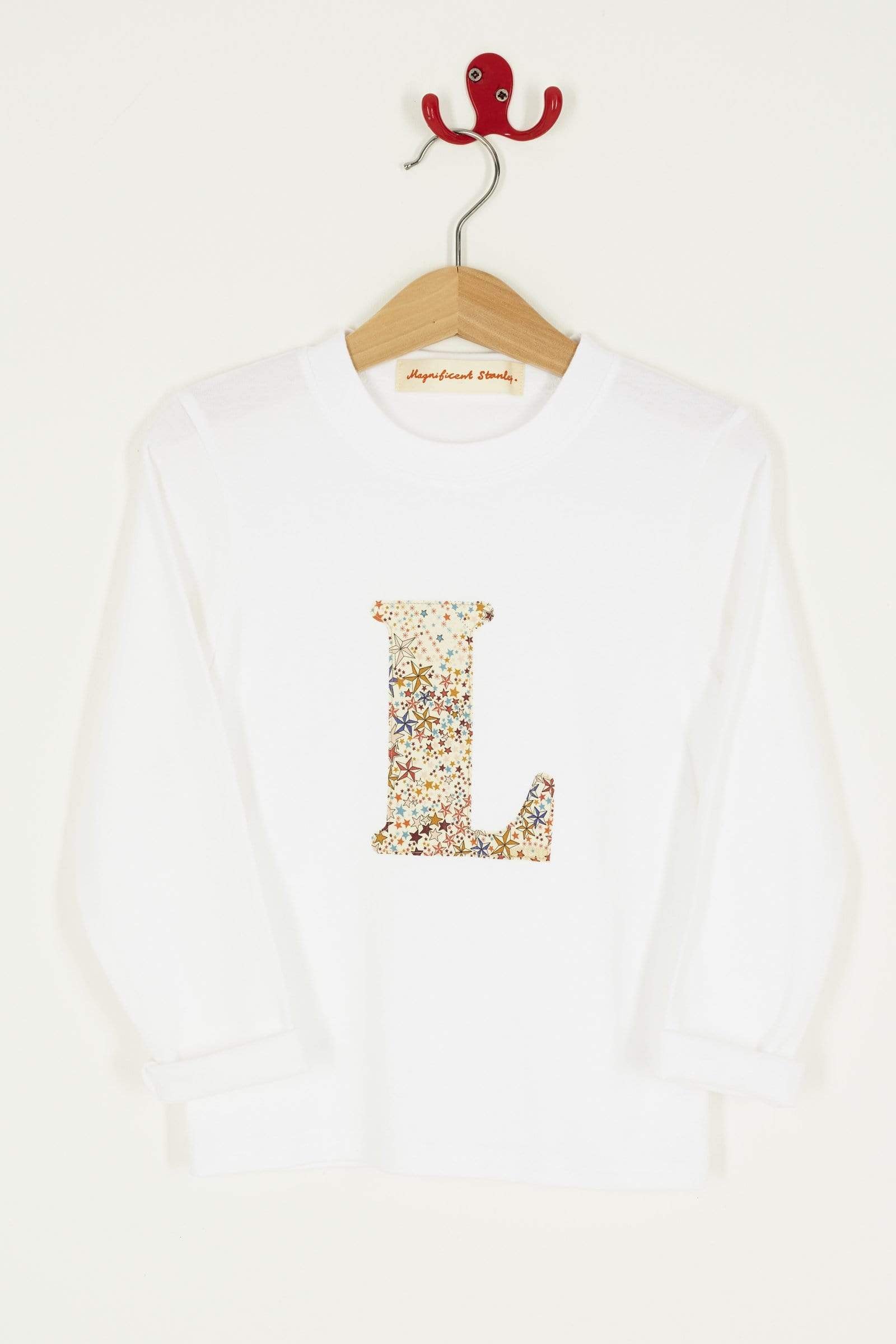 Magnificent Stanley Tee Personalised White T-Shirt in Adelajda Brown Liberty Print