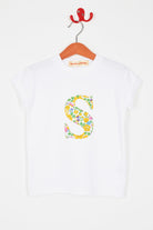 Magnificent Stanley Tee Personalised White T-Shirt in Betsy Yellow Liberty Print