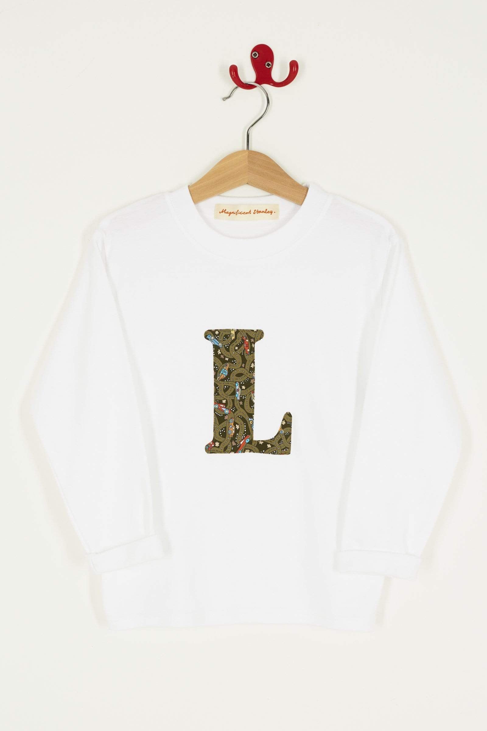 Magnificent Stanley Tee Personalised White T-Shirt in Hackney Road Green Liberty Print